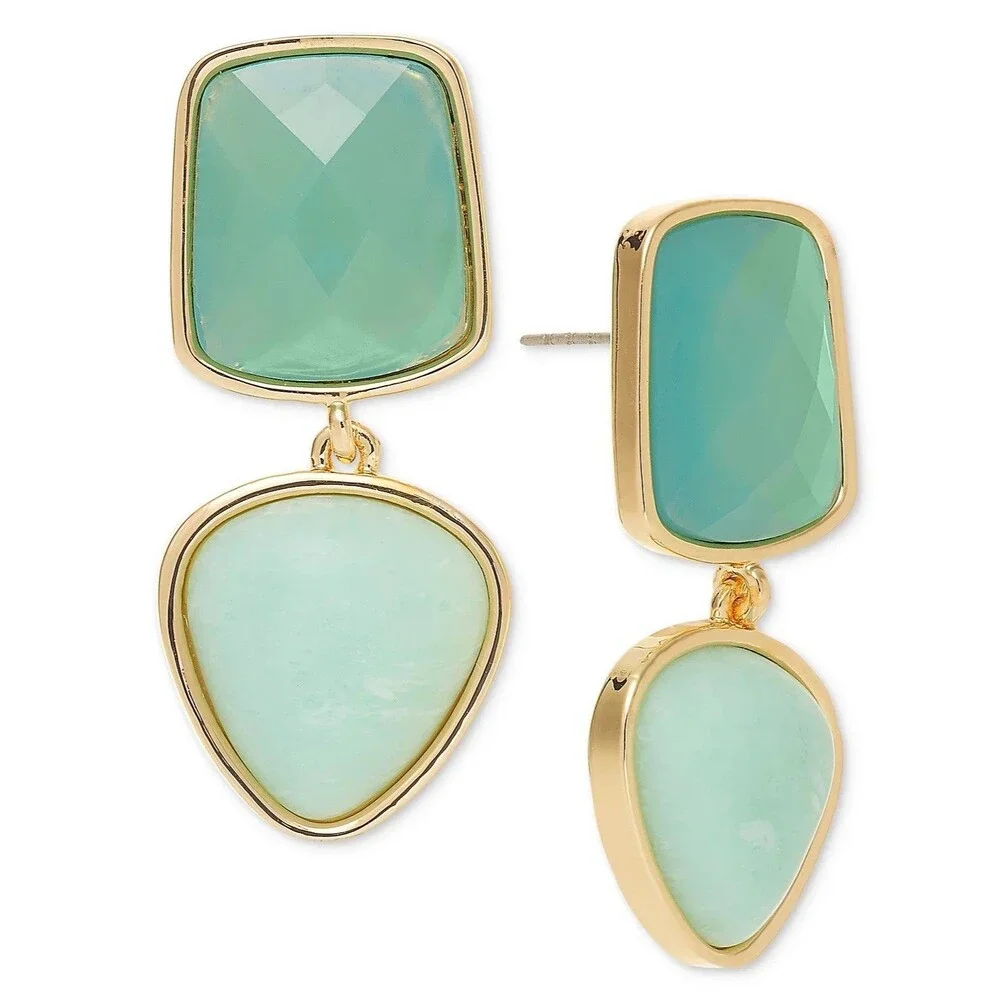 Style & Co. Gold-Tone Green Stone Statement Necklace & Matching Earring Set NWT